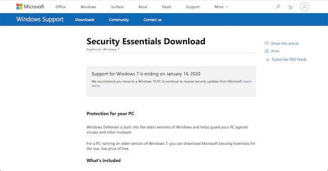 Microsoft Security Essentials AvaliaÁ„o